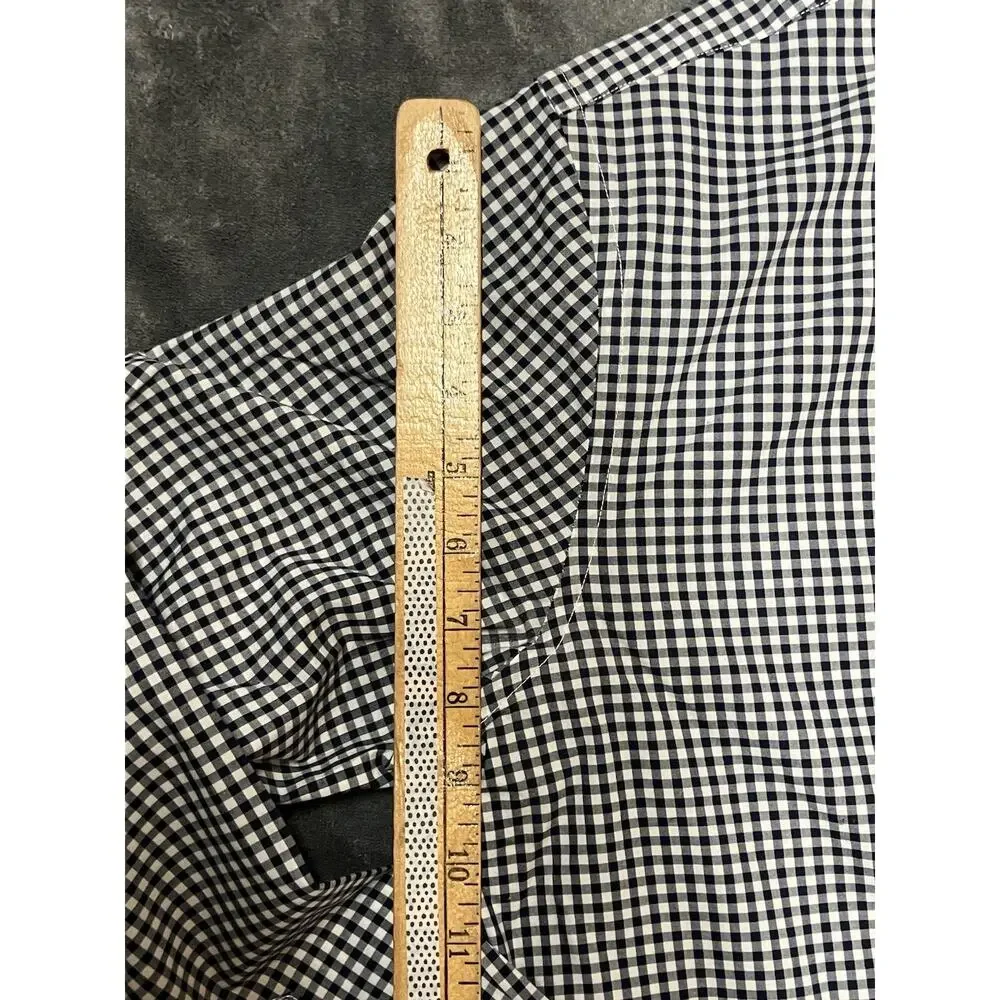Banana Republic Non-Iron Black White Gingham Button Up Shirt Men M Slim Wedding